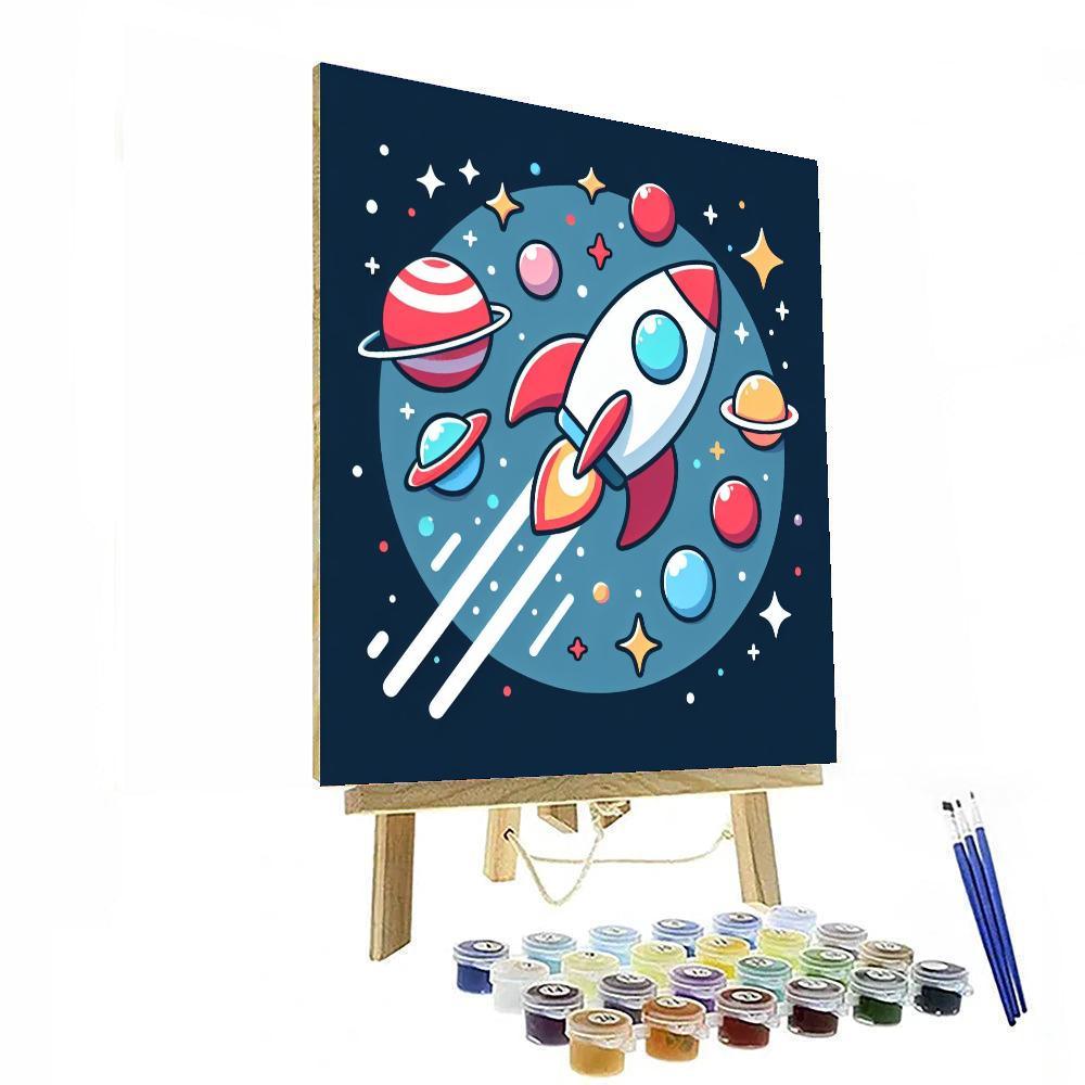 Space Adventure Rocket Paint By Numbers Art