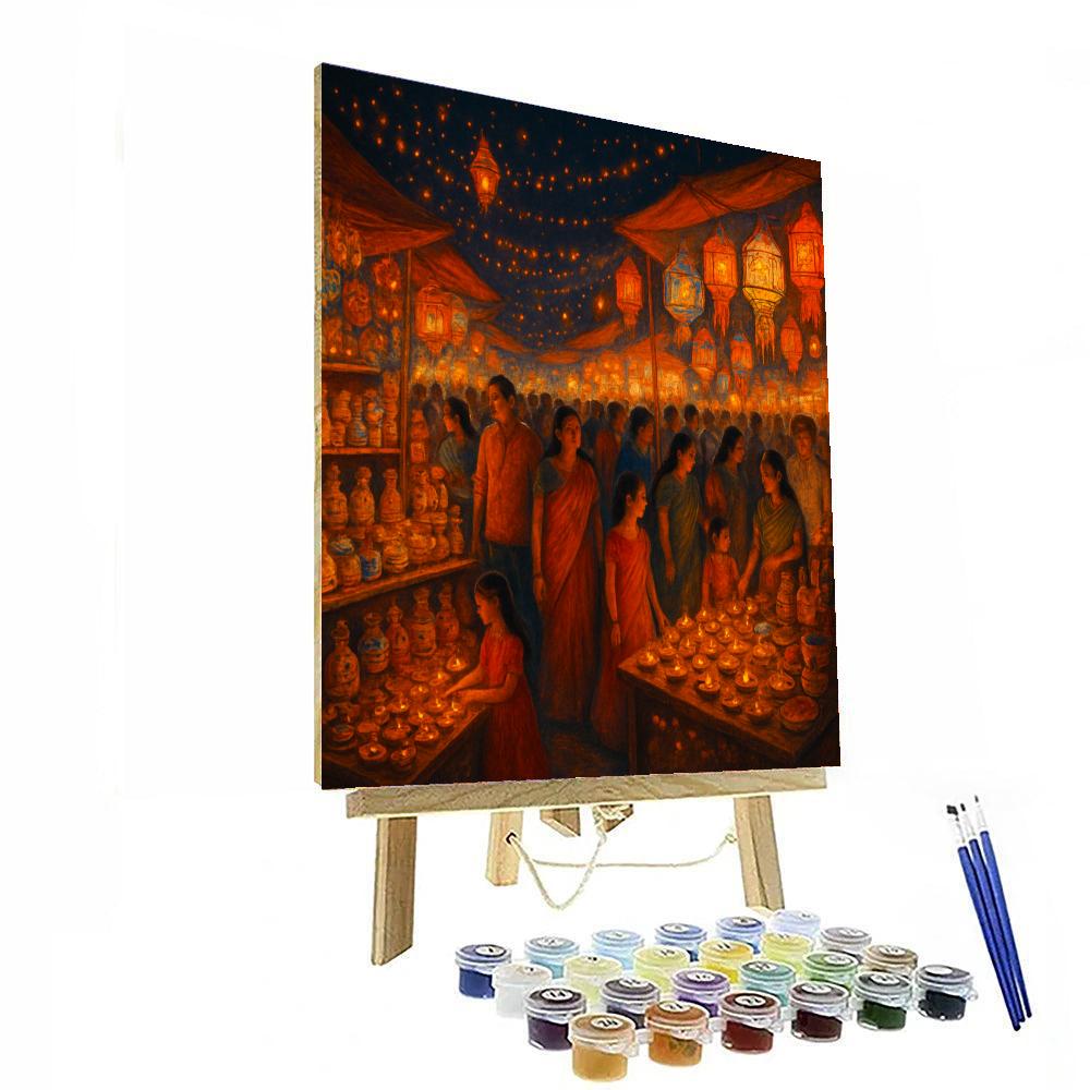 Diwali Night Market - India Painting Number Kit