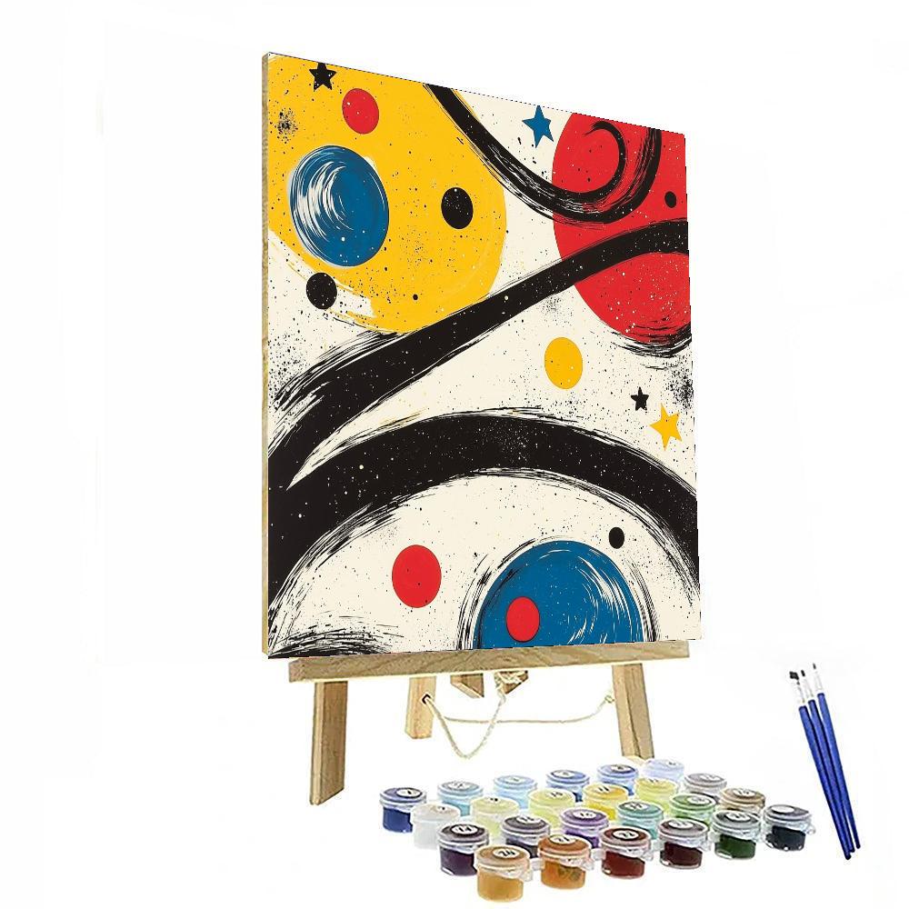 Joan Miró Inspired Whimsical Celestial Whirl  Painting By Numbers Kit