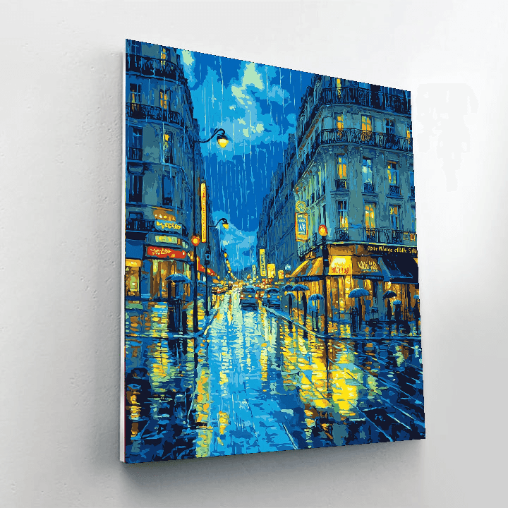 Gustave Caillebotte Inspired Urban Rainfall Reflections  Paint By Numbers Art