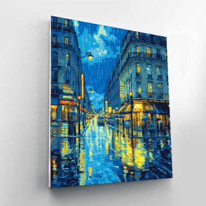 Gustave Caillebotte Inspired Urban Rainfall Reflections  Paint By Numbers Art