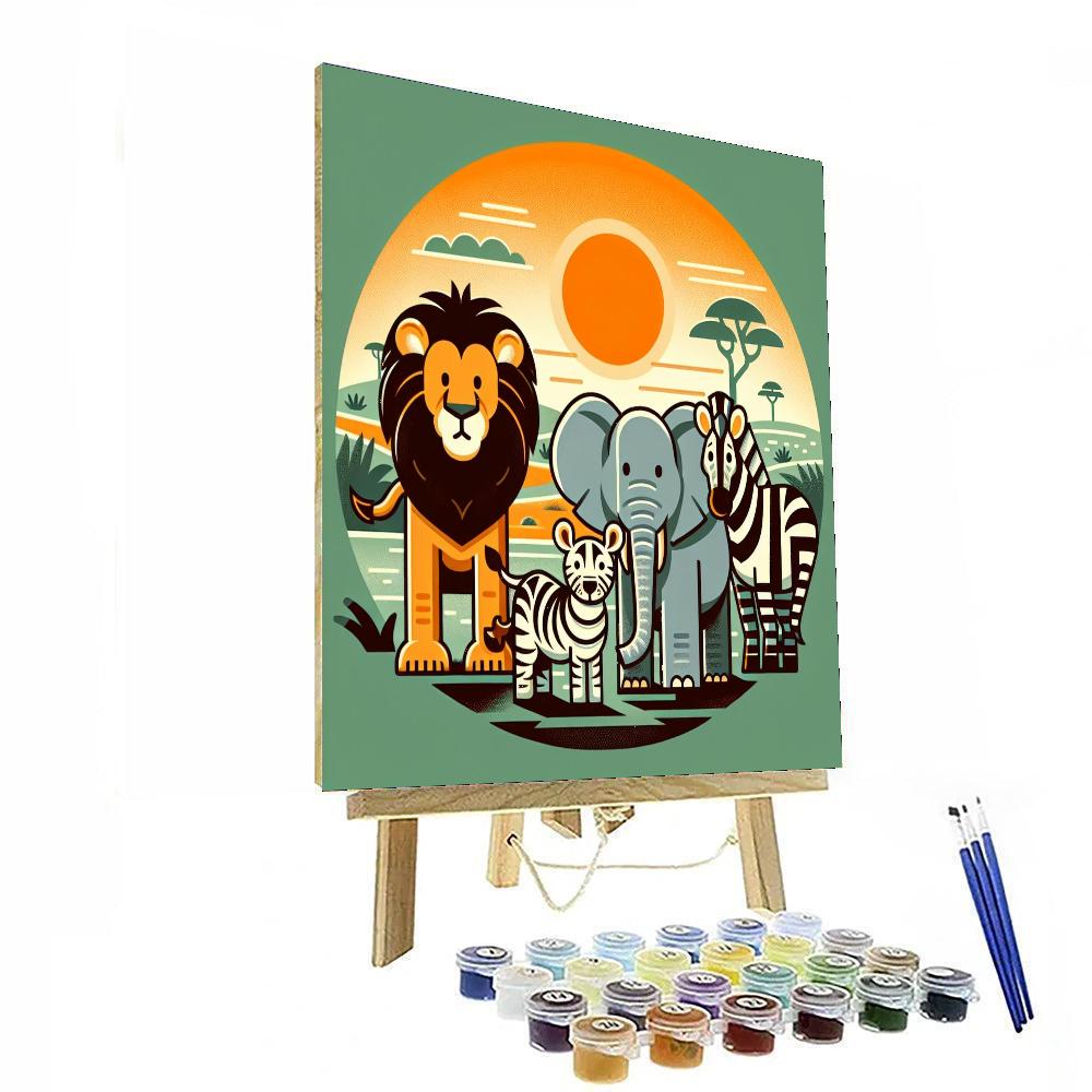 Adventure With Safari Animals Paint By Numbers Art