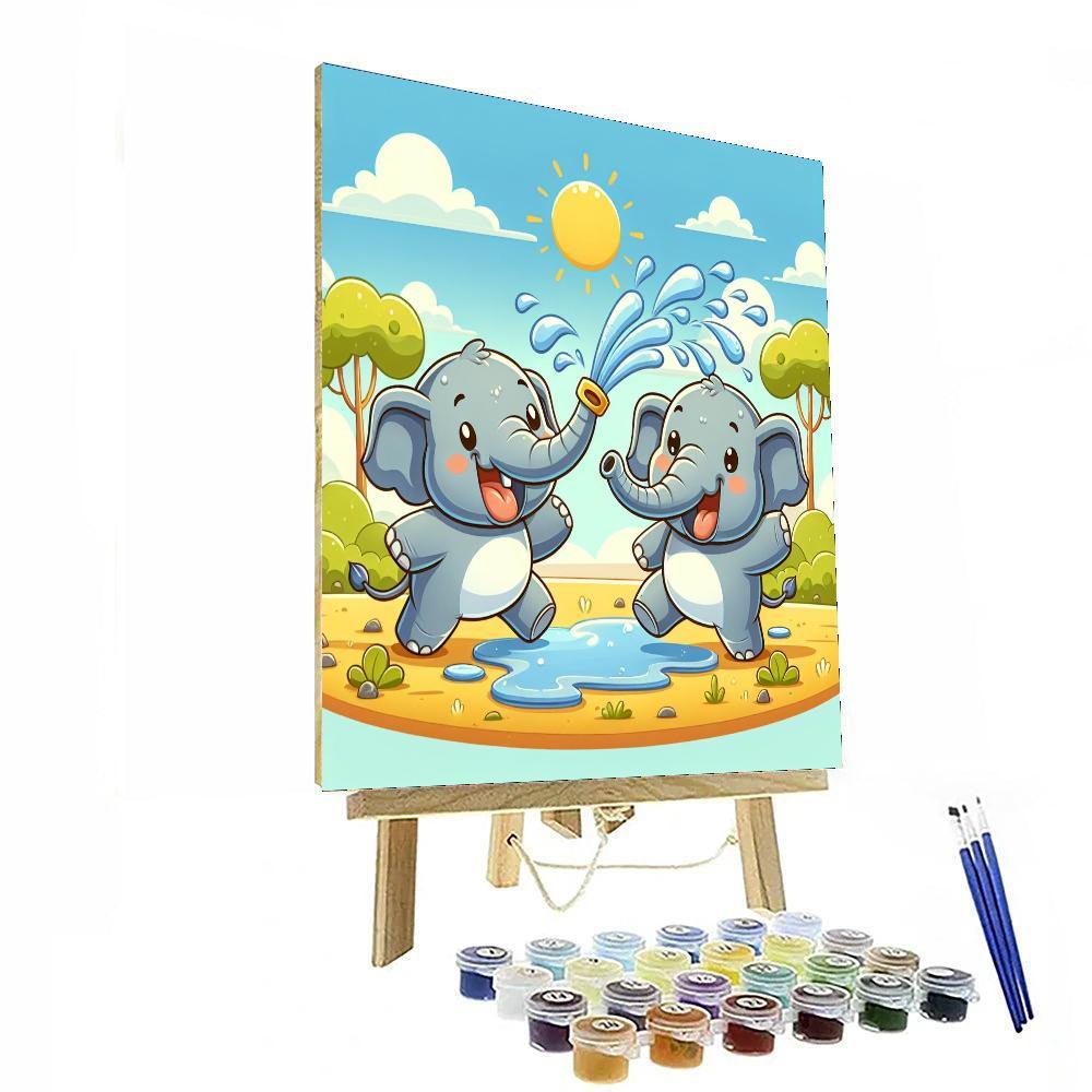 Excited Elephants Paint By Numbers Art