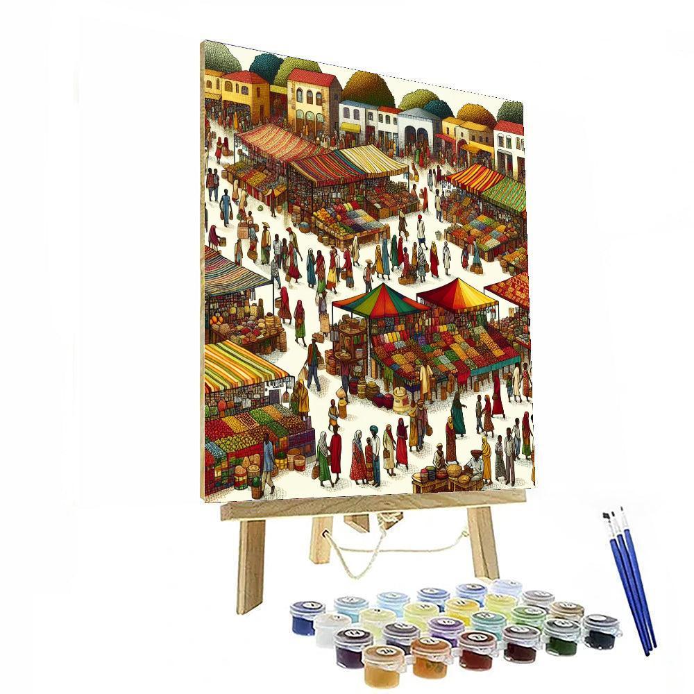 Colorful Fiesta Marketplace Paint By Numbers Art