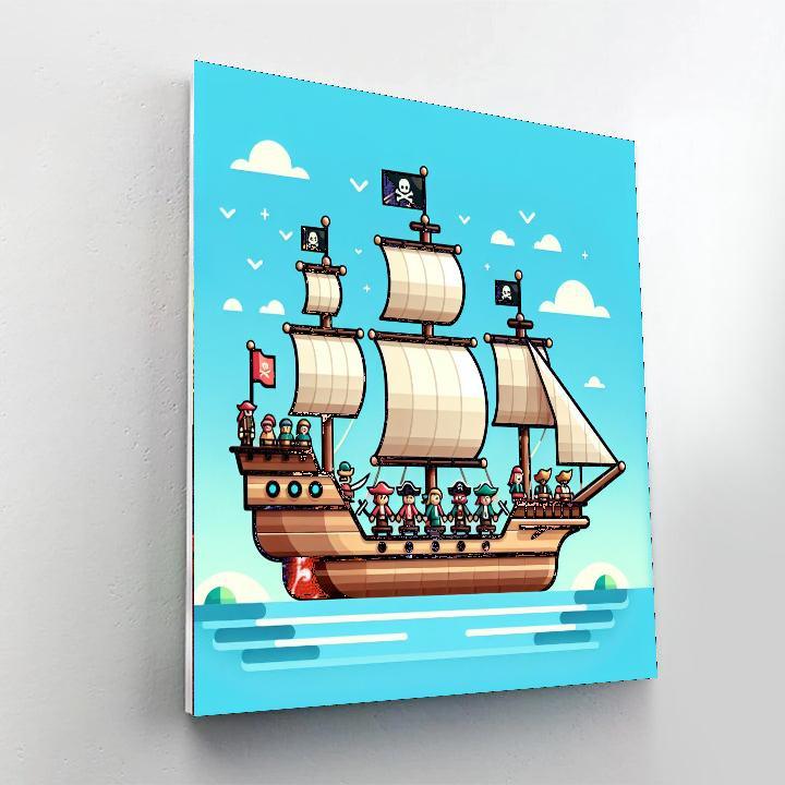 Brave Pirate Ship Adventure Painting Number Kit