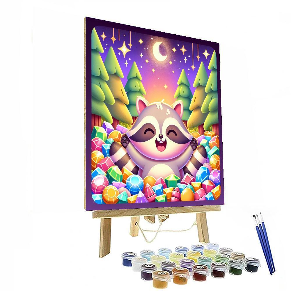 Rainbow Raccoon Adventure Paint By Numbers