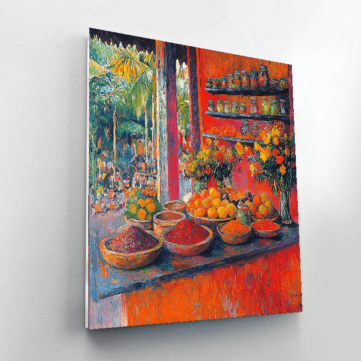 Paul Gauguin Inspired The Colorful Bazaar  Paint By Numbers Art