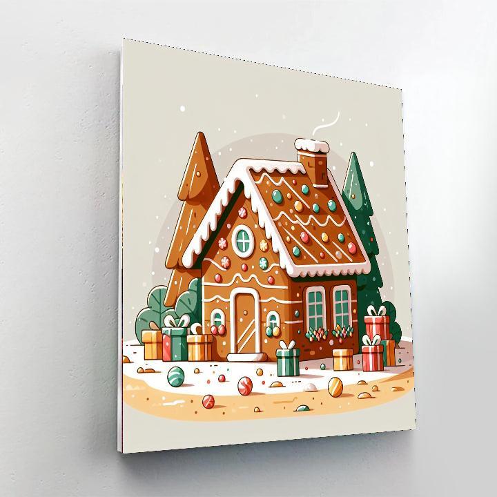 Cheerful Gingerbread House Paint By Numbers Art