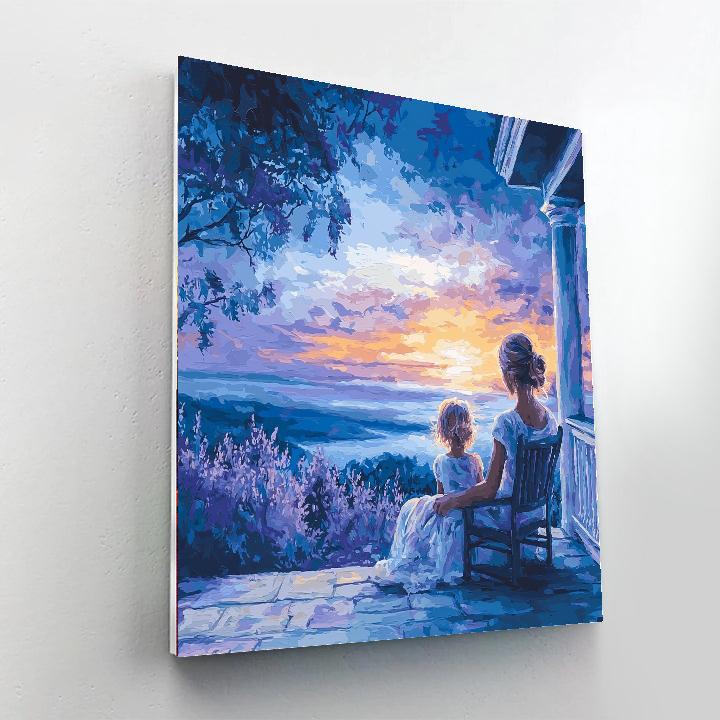 Mother And Child At Dusk Numbered Painting Kits