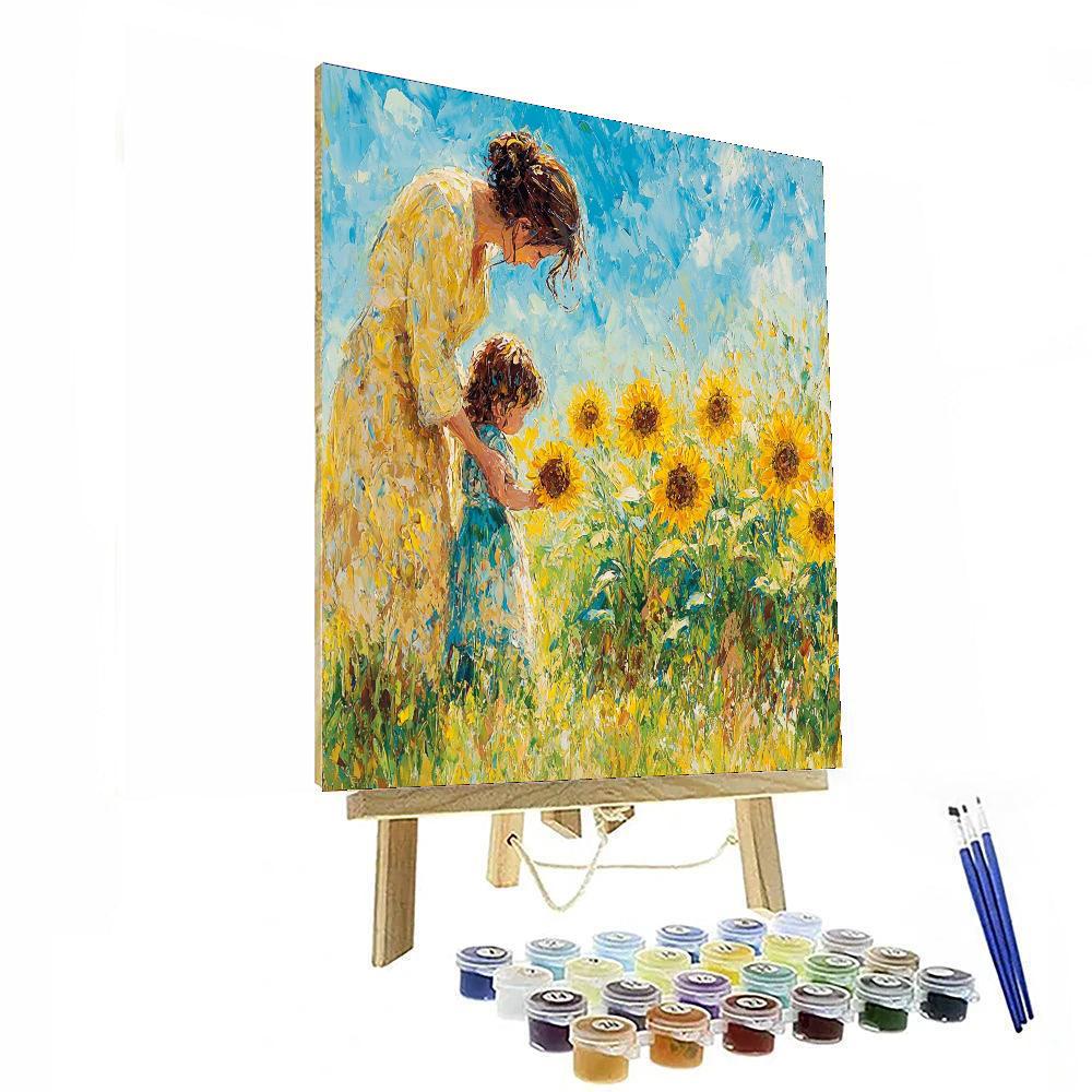 Mommy And Me In The Sunflowers Painting By Numbers Kit