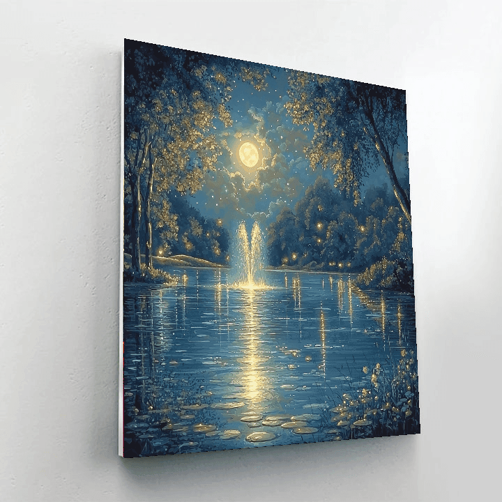 Thomas Kinkade Inspired Moonlit Reflections  Paint By Numbers Art