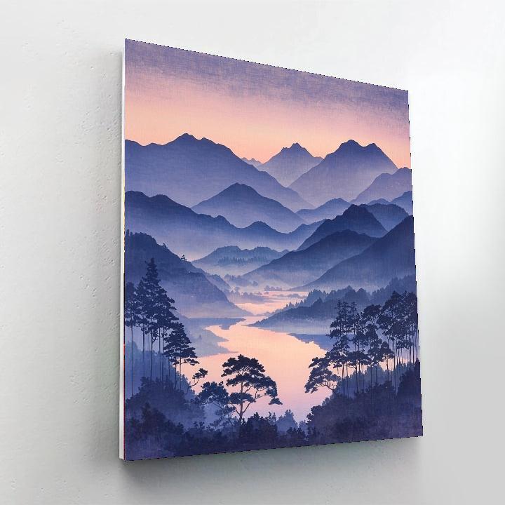 Utagawa Hiroshige Inspired Distant Mountains At Twilight  Painting By Numbers Kit