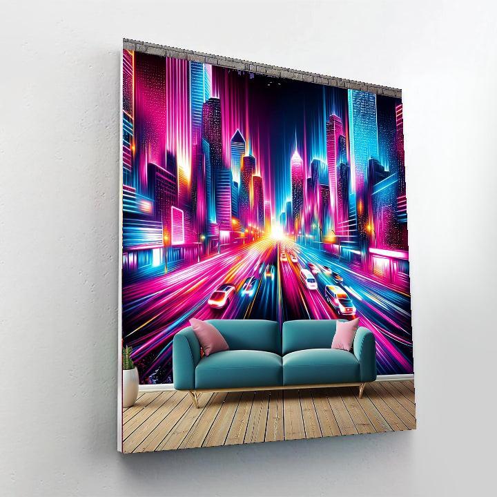 Neon City Nightscape Painting By Numbers Kit