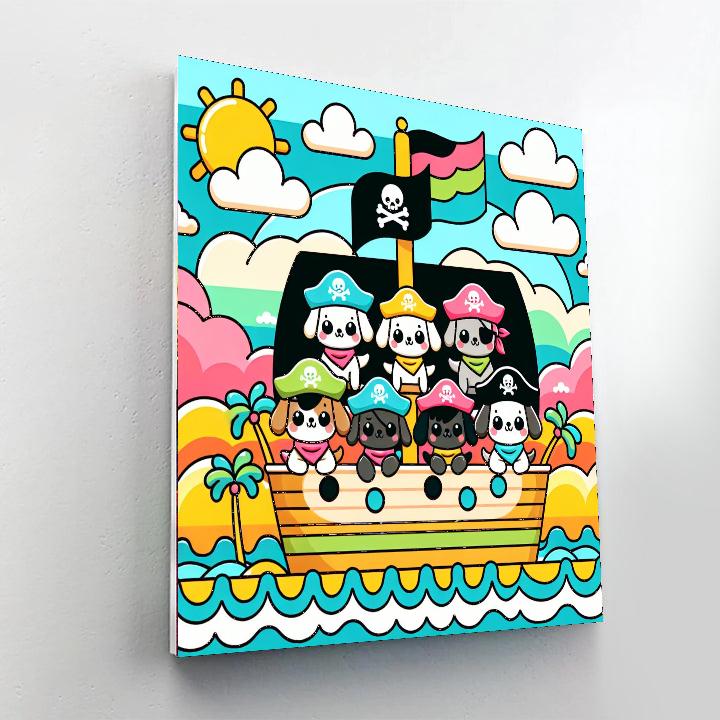 Puppy Pirate Pursuit Number Painting