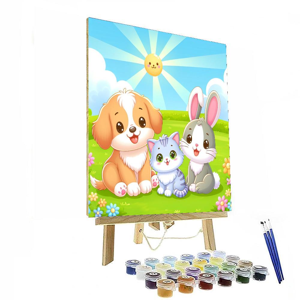 Cute Pet Playtime Numbered Painting Kits
