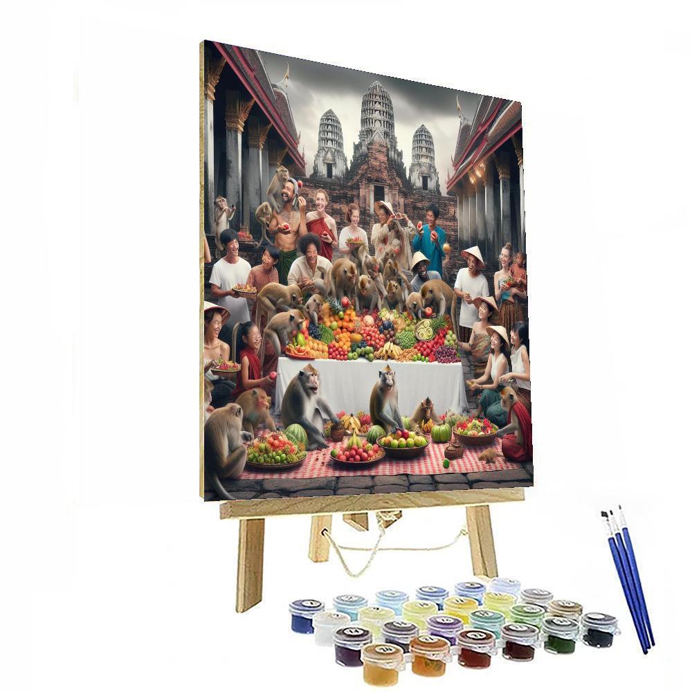 Lopburi Monkey Banquet Festival - Thailand Numbered Painting Kits