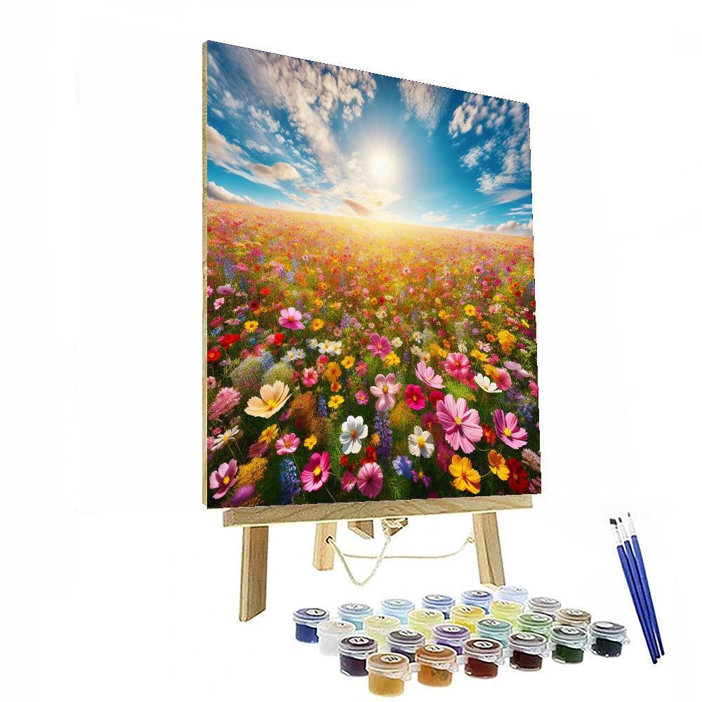 Radiant Flower Fields Painting Number Kit