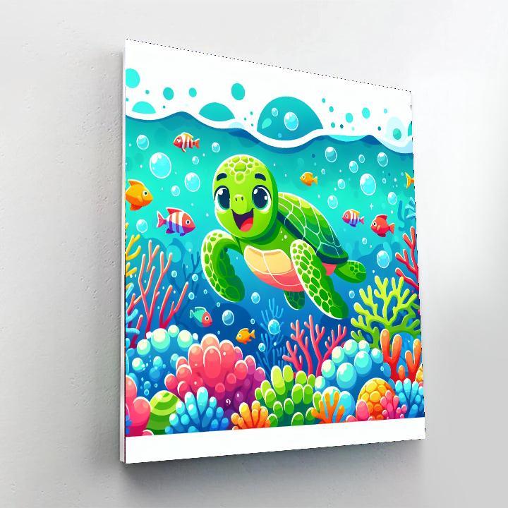Silly Sea Turtle DIY Paint By Numbers