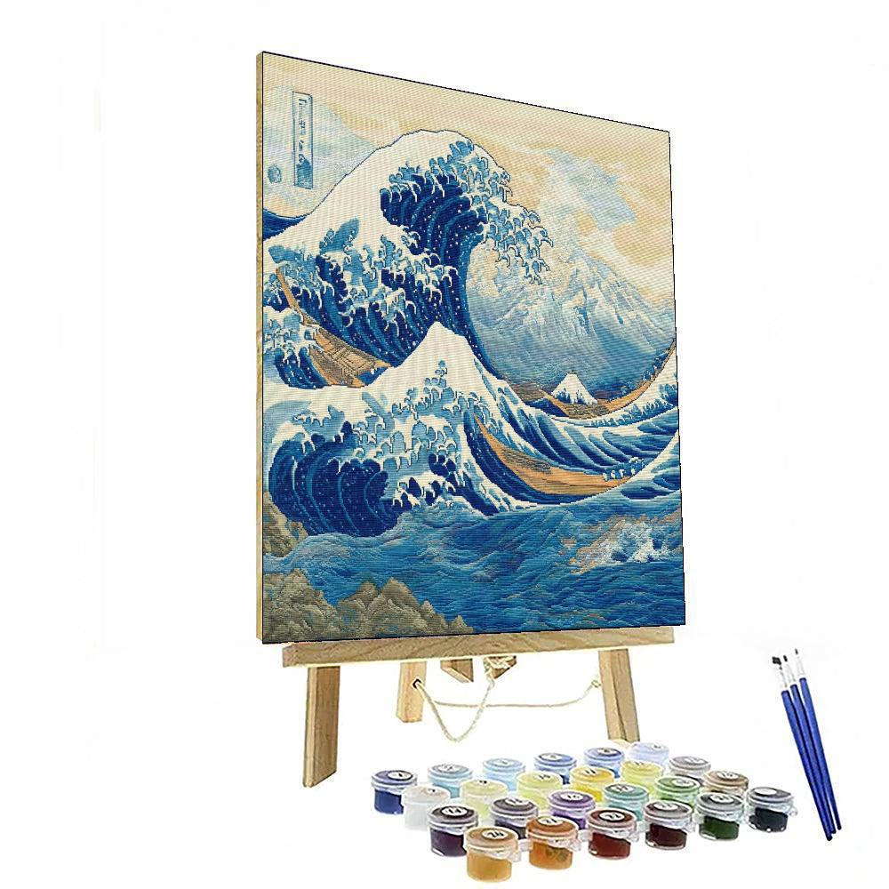 Hokusai Inspired Hokusai's Ocean Symphony  Paint By Number