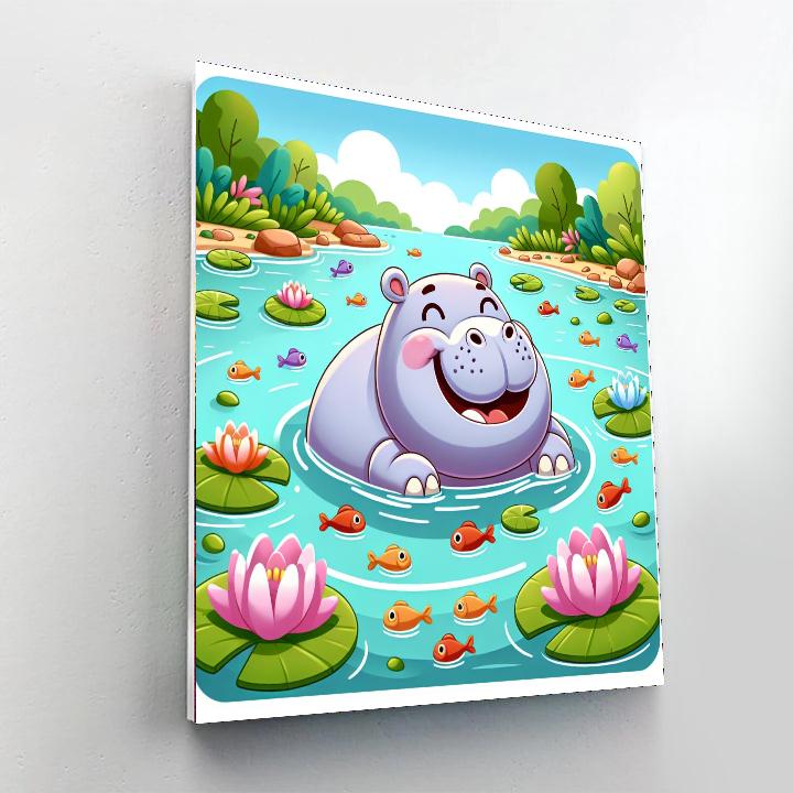 Joyful Hippo Numbered Painting Kits