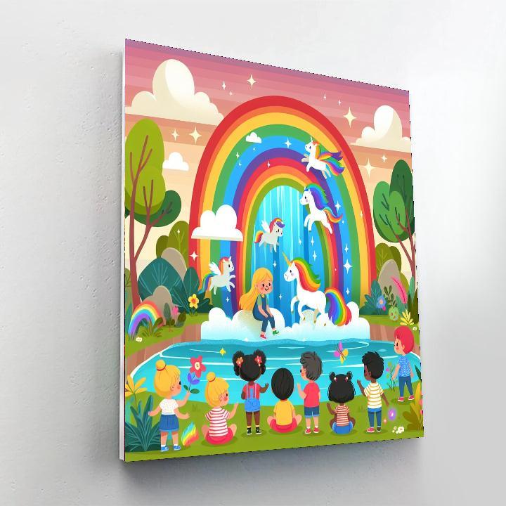 Rainbow Waterfall Adventure Paint By Numbers Art