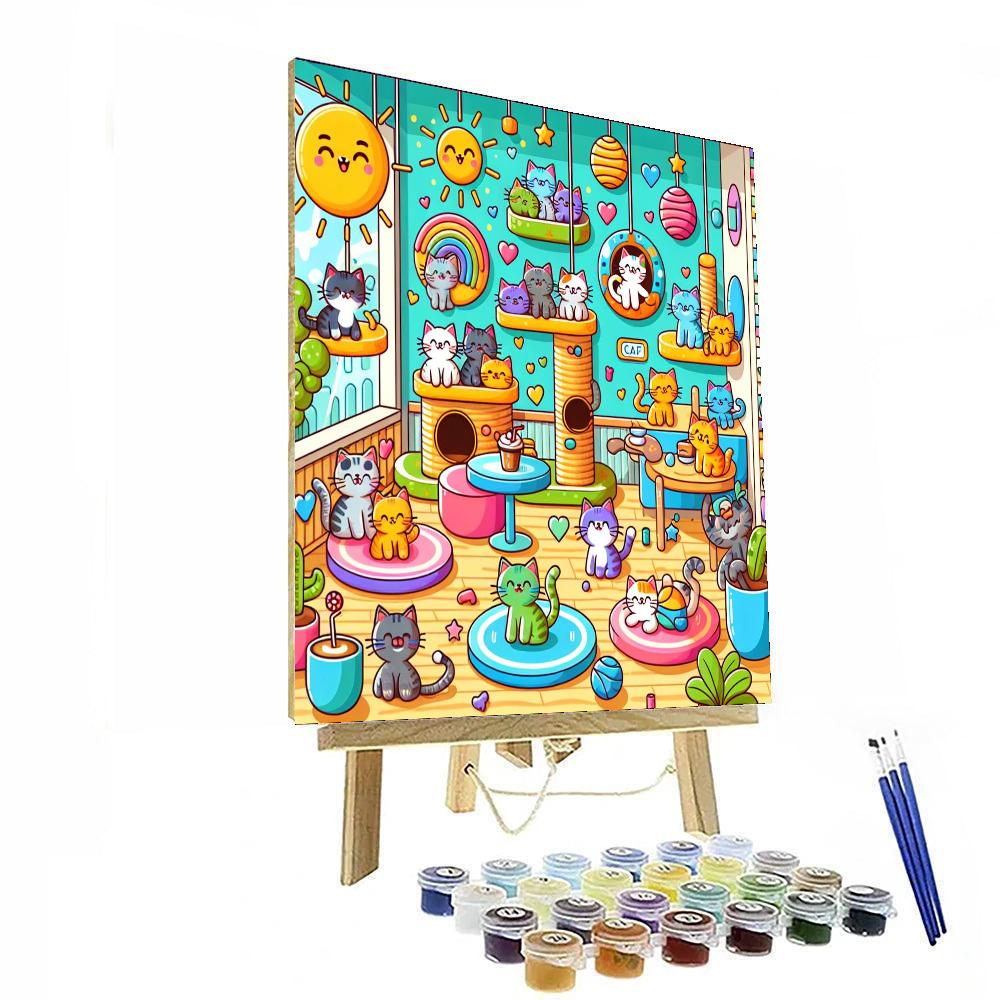 Cuddly Cat Cafe Painting Number Kit