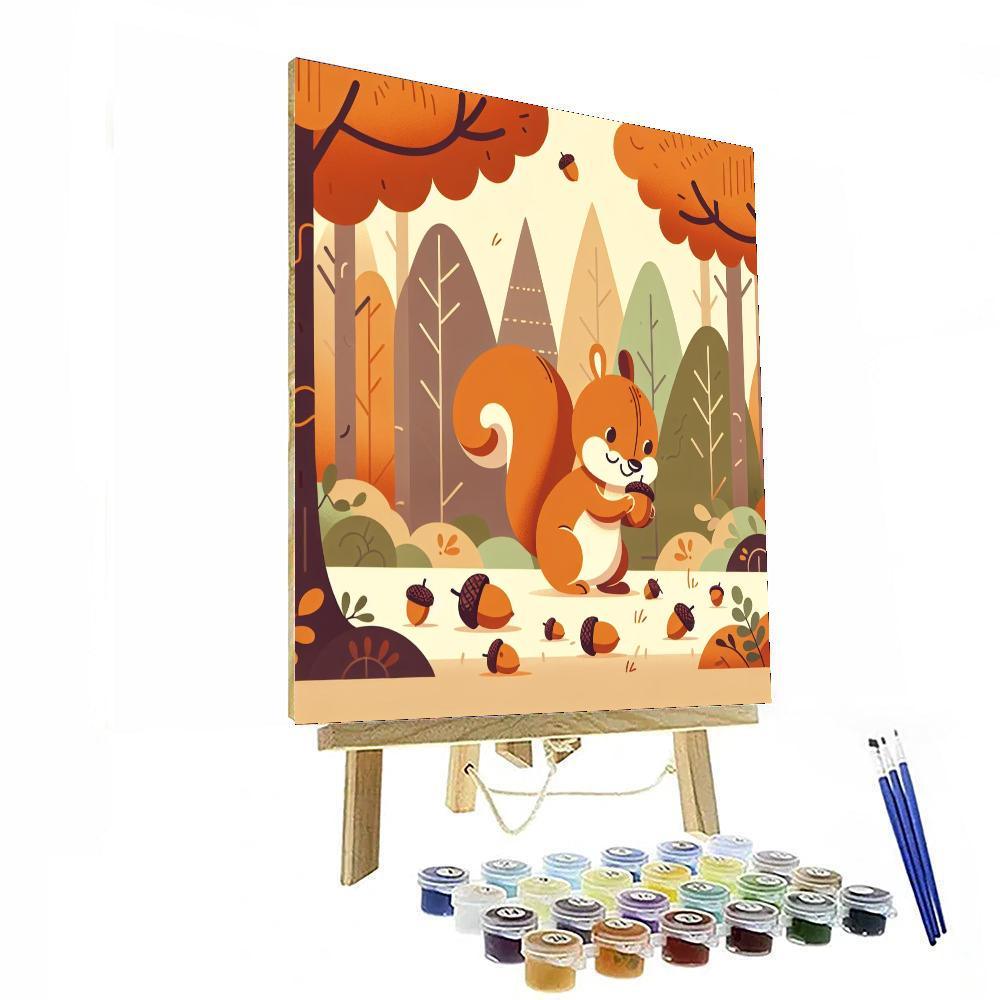 Mischievous Squirrel Antics Number Painting