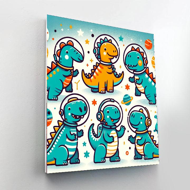 Space Dinosaur Explorers Paint By Numbers Art