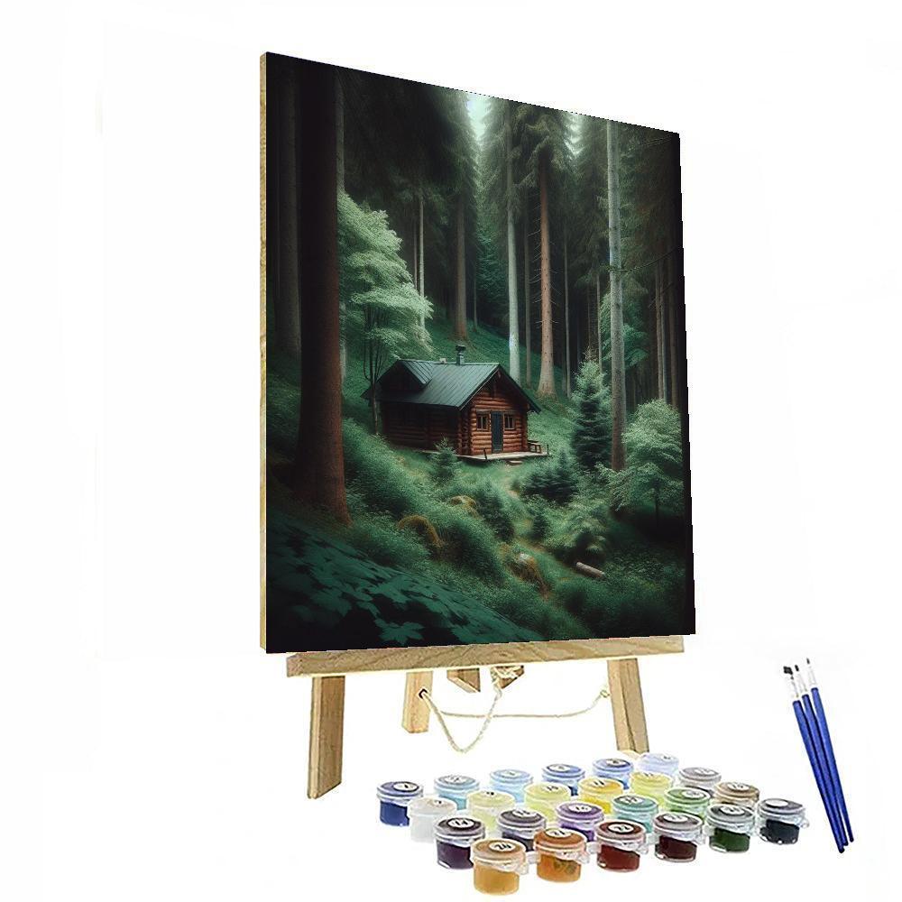 Quiet Forest Cabin Retreat Paint By Numbers Art