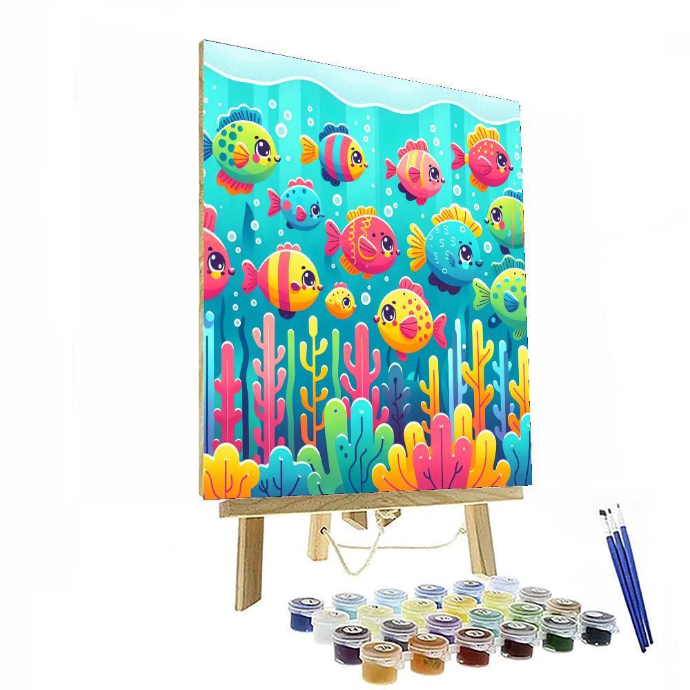 Rainbow Fish Parade Painting Number Kit