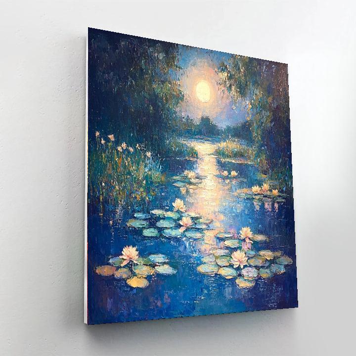 Claude Monet Inspired Lunar Garden Reverie  Number Painting