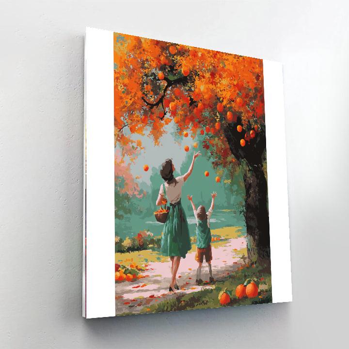 Playing In The Autumn Leaves Painting Number Kit