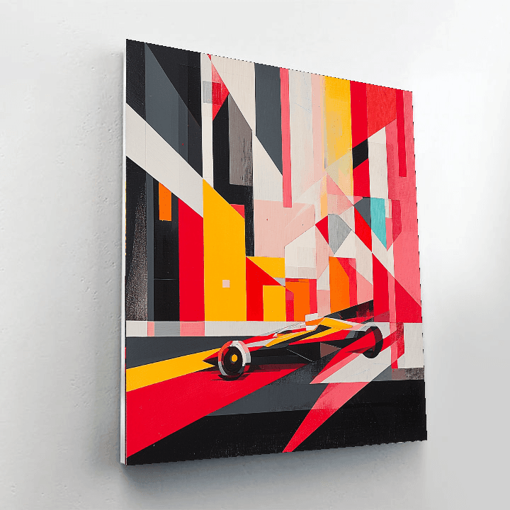 Fernand Léger Inspired Retro Futuristic Race  Number Painting
