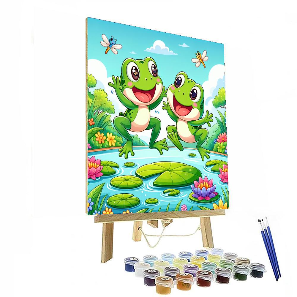 Funky Frogs On Lilypads Painting Number Kit