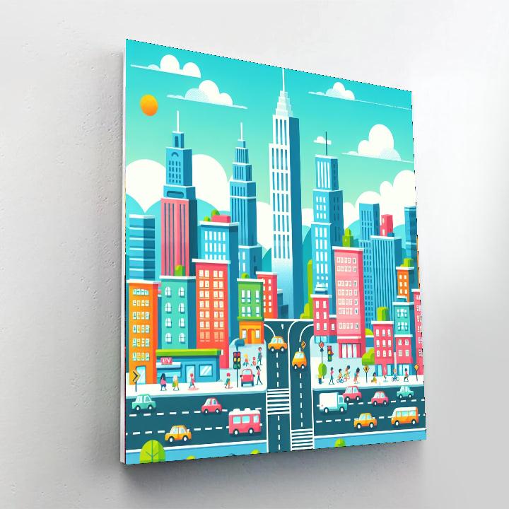 Busy Cityscape Numbered Painting Kits