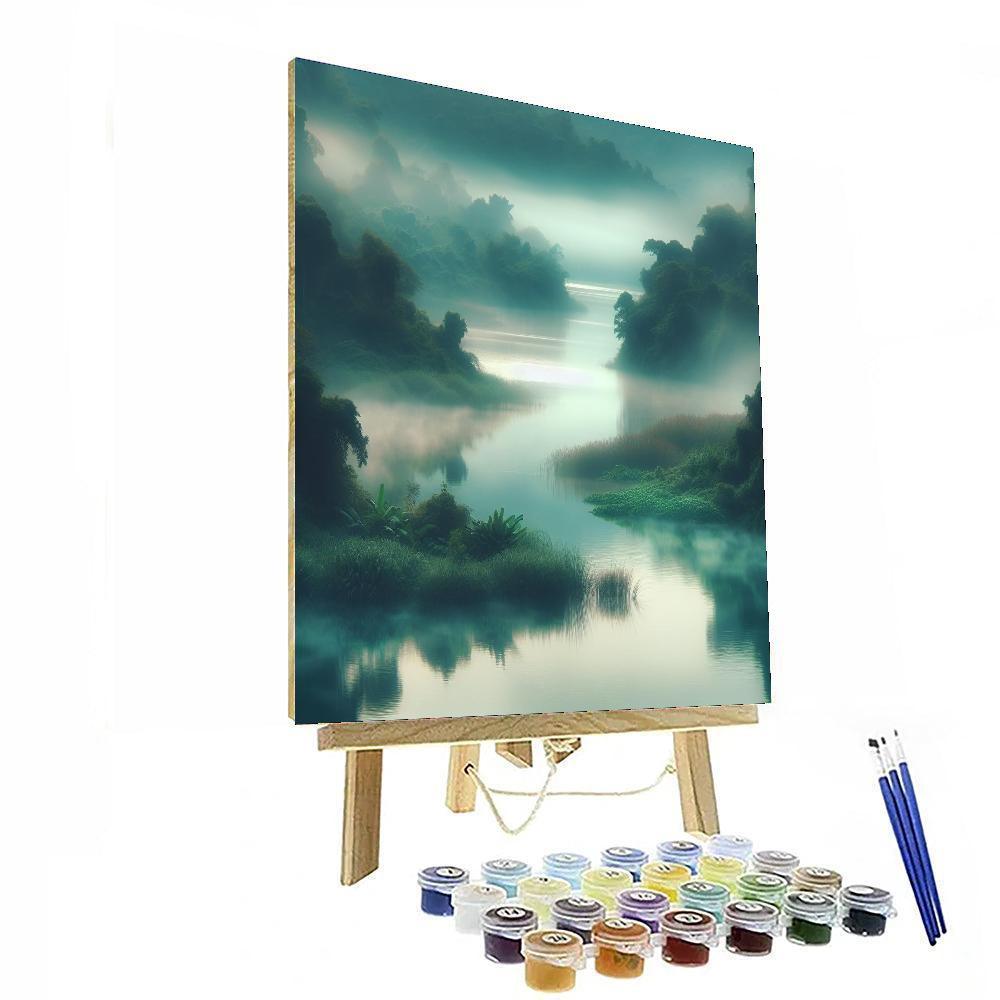 Misty River Reflections Number Painting
