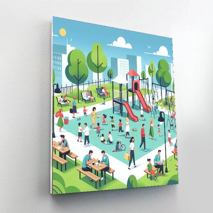 Cheerful City Park Numbered Painting Kits
