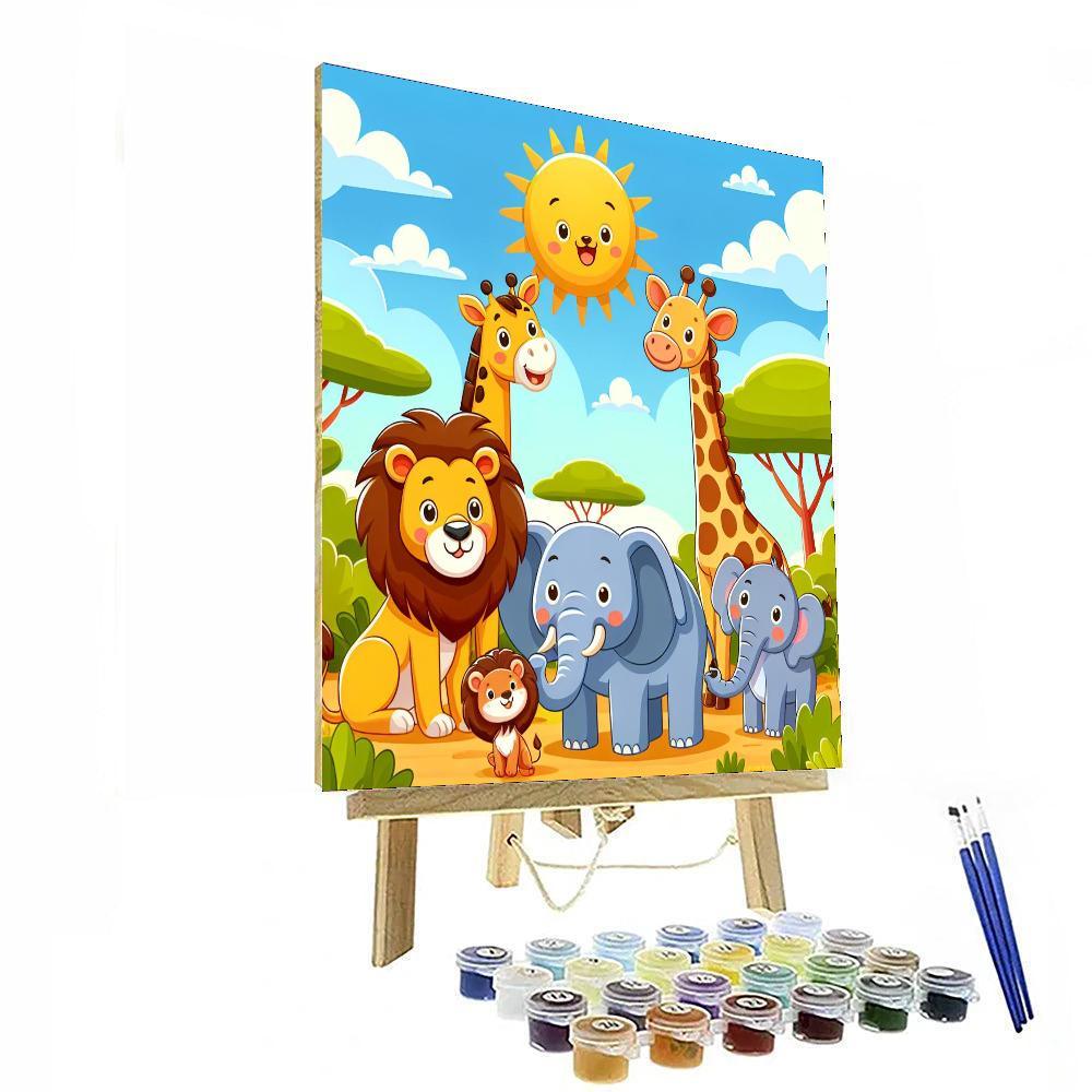 Cheerful Wildlife Safari Painting By Numbers Kit