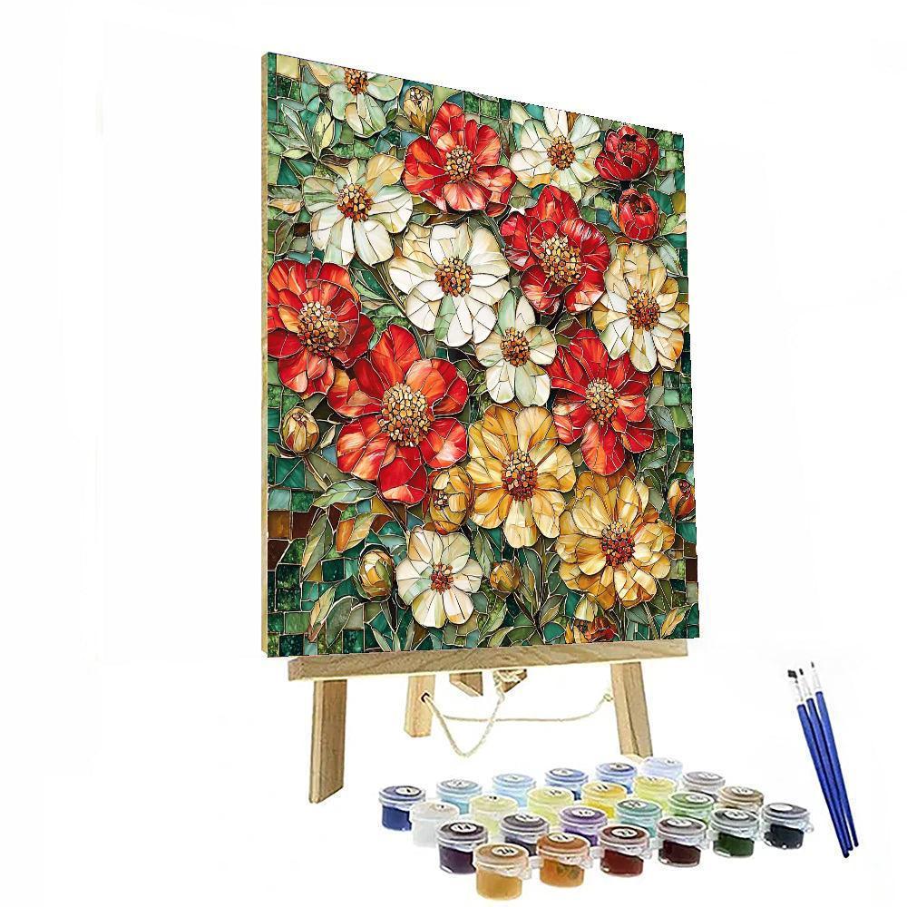 Gustav Klimt Inspired Floral Mosaic  DIY Paint By Numbers