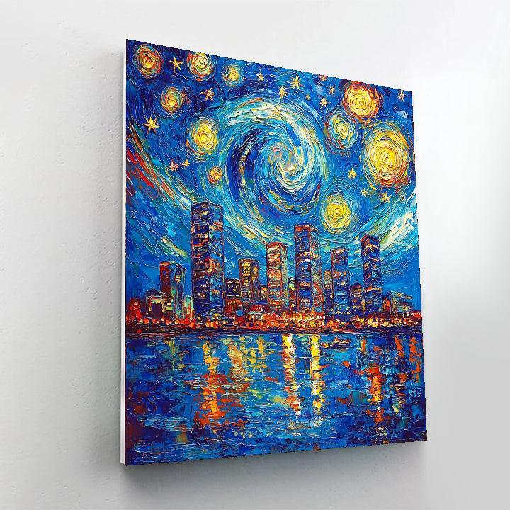 Vincent Van Gogh Inspired Starry City Night  Painting By Numbers Kit