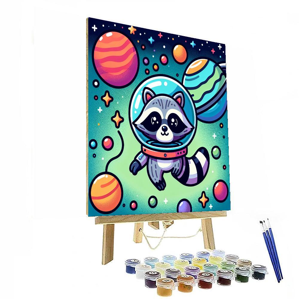 Space Mission Raccoon Number Painting
