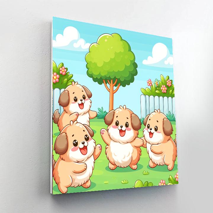 Charming Puppy Playtime Painting By Numbers Kit