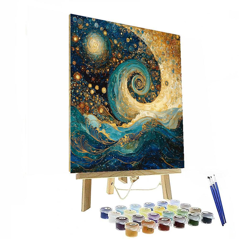 Gustav Klimt Inspired Celestial Symbiosis  Number Painting