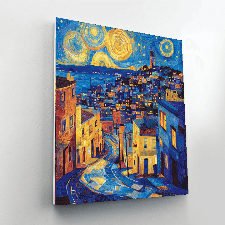 Vincent Van Gogh Inspired Vibrant Urban Nightscape  Paint By Numbers Art