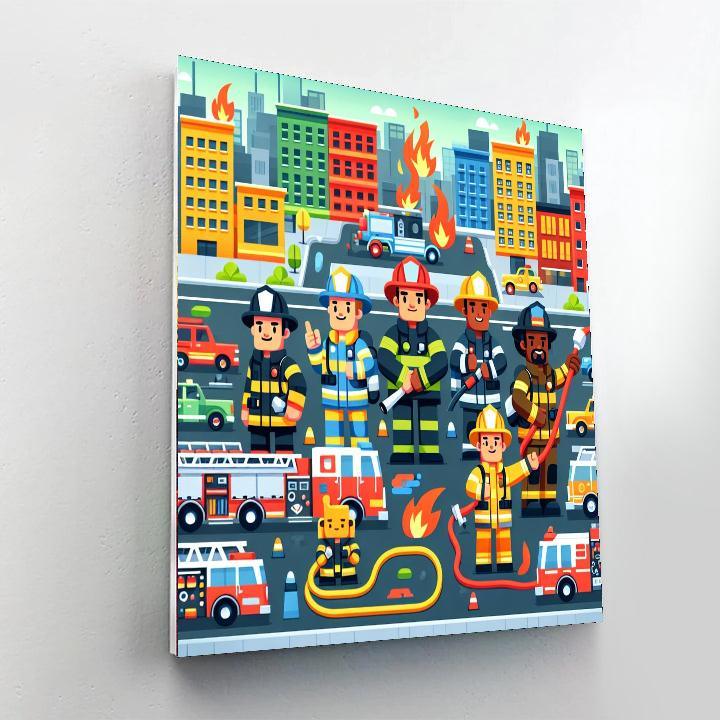 Friendly Firefighters To The Rescue Painting By Numbers Kit
