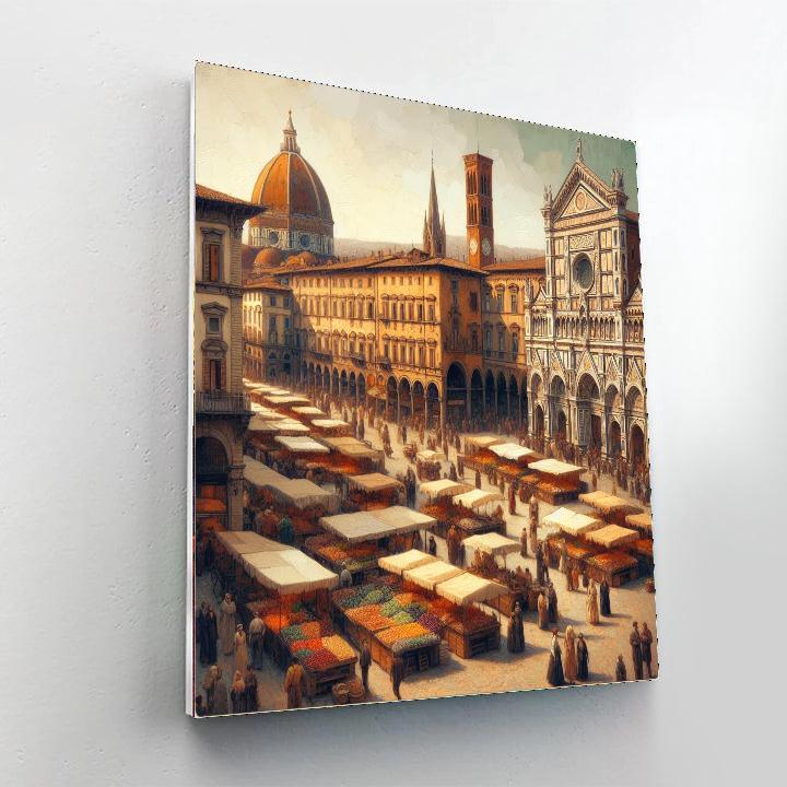 Bustling Italian Piazza Number Painting