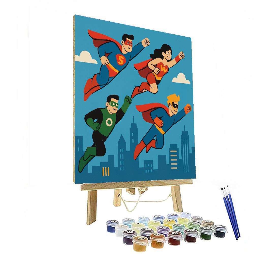 Superheroes On Patrol DIY Paint By Numbers