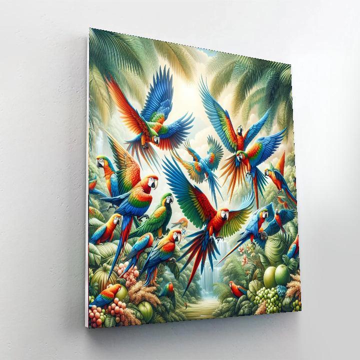 Fiery Fiesta Parrots Paint By Number