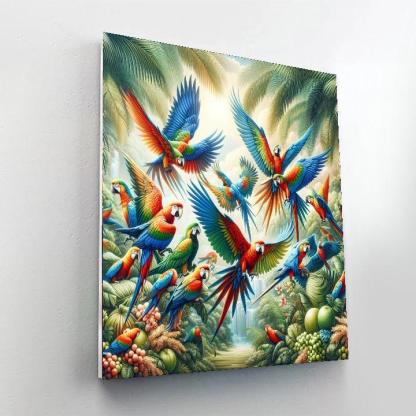 Fiery Fiesta Parrots Paint By Number