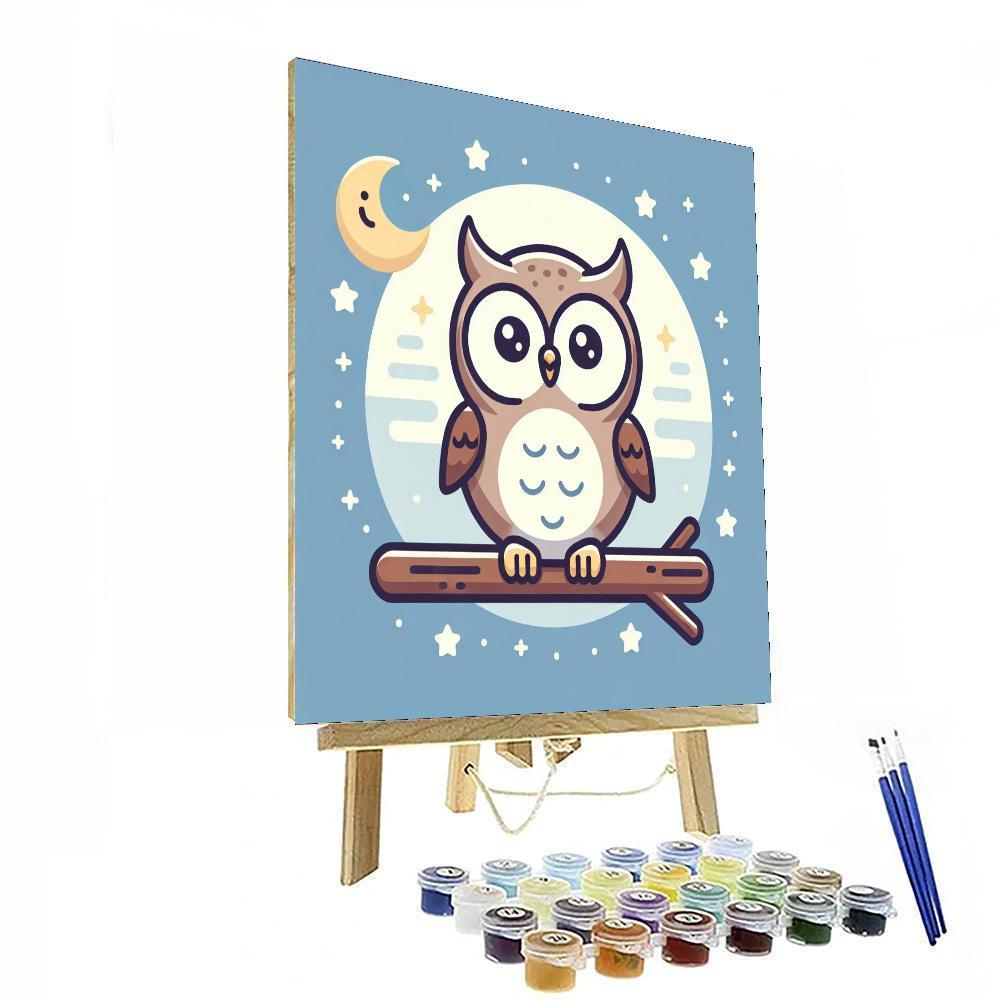 Cheerful Moonlit Owl Paint By Color